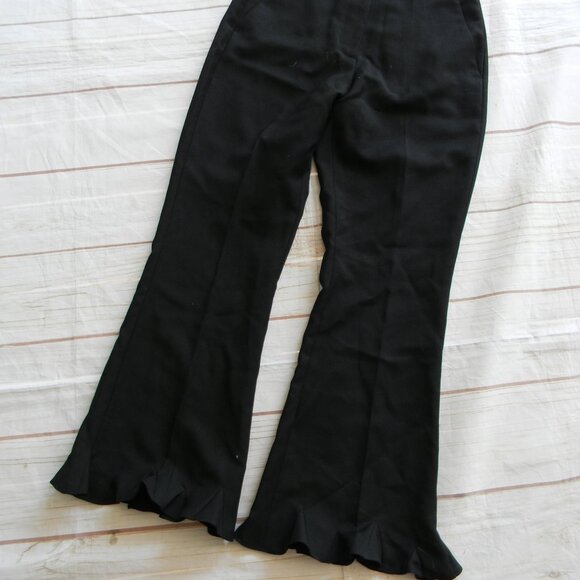 STELLA MCCARTNEY BLACK WOOL/MOHAIR PANTS RUFFLE HEM FLAT FRONT SZ IT 40 (4) - Picture 6 of 6